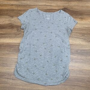 🤰🐝Women's Gray Honeybee Print Maternity Pregnancy Shirt SIZE: Large🐝